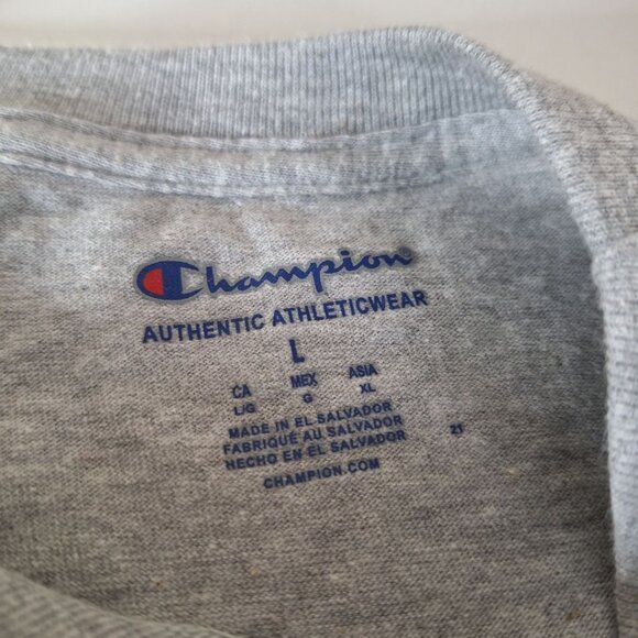 Champion Patriotic Tee Shirt Gray Basic Short Sleeve Womens Large Unisex Active - Picture 4 of 8